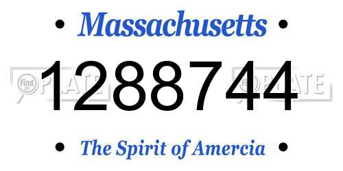 1288744 Massachusetts License Plate