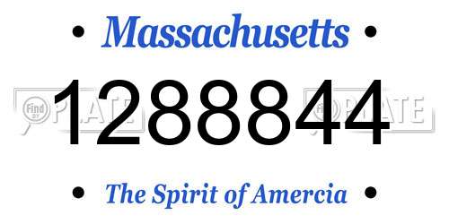 1288844 Massachusetts License Plate