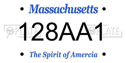 128AA1 Massachusetts License Plate