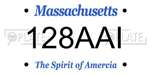 128AAI Massachusetts License Plate