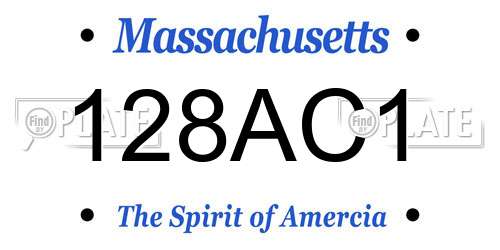 128AC1 Massachusetts License Plate