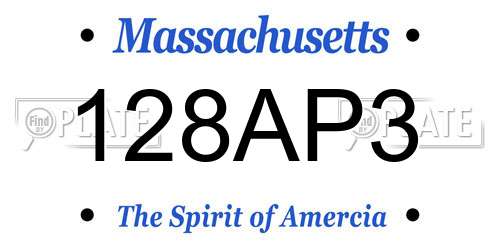 128AP3 Massachusetts License Plate