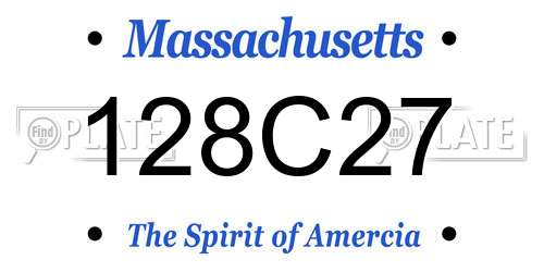 128C27 Massachusetts License Plate