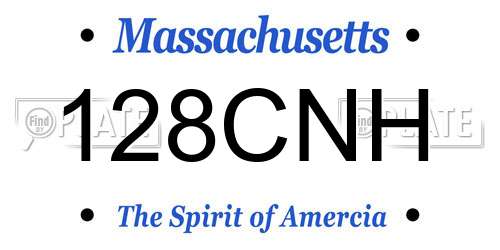 128CNH Massachusetts License Plate