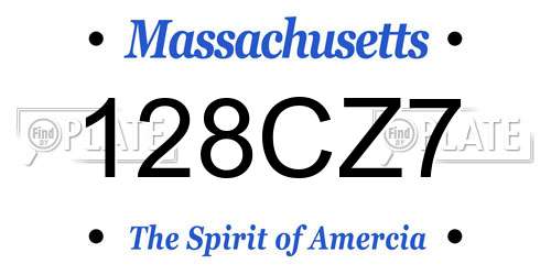 128CZ7 Massachusetts License Plate