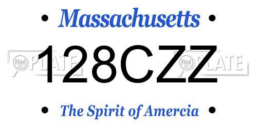 128CZZ Massachusetts License Plate