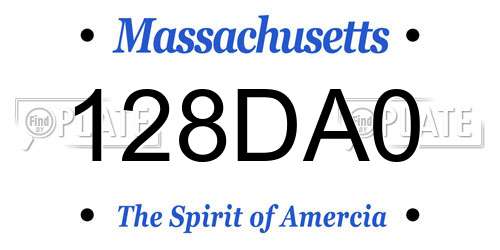 128DA0 Massachusetts License Plate