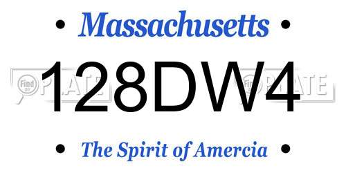128DW4 Massachusetts License Plate