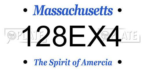 128EX4 Massachusetts License Plate