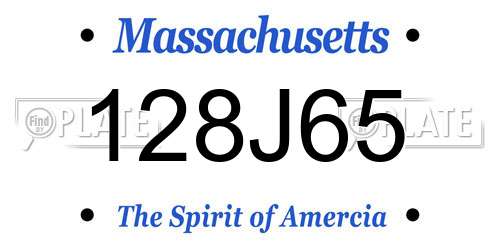 128J65 Massachusetts License Plate