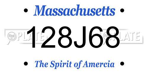 128J68 Massachusetts License Plate