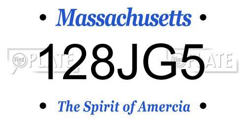 128JG5 Massachusetts License Plate