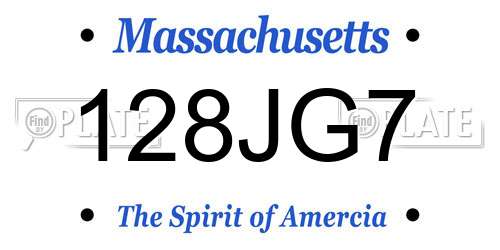 128JG7 Massachusetts License Plate