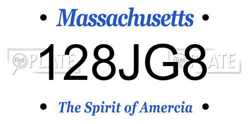 128JG8 Massachusetts License Plate