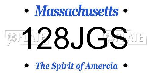 128JGS Massachusetts License Plate