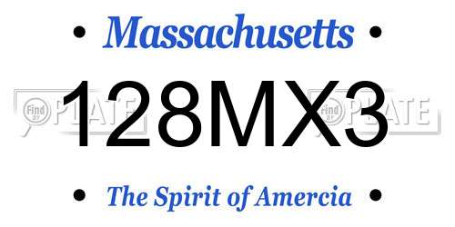 128MX3 Massachusetts License Plate