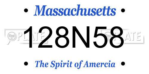 128N58 Massachusetts License Plate