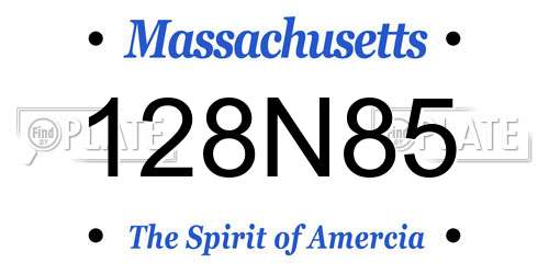 128N85 Massachusetts License Plate