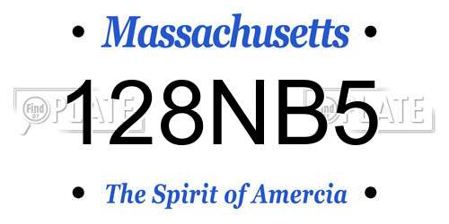 128NB5 Massachusetts License Plate