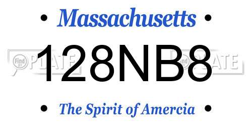 128NB8 Massachusetts License Plate