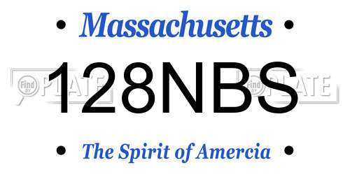 128NBS Massachusetts License Plate