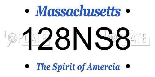 128NS8 Massachusetts License Plate