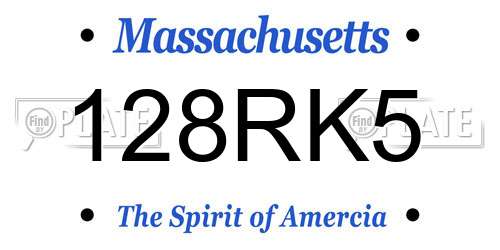 128RK5 Massachusetts License Plate