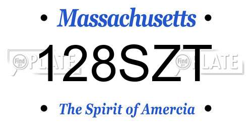 128SZT Massachusetts License Plate