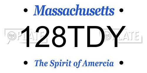 128TDY Massachusetts License Plate
