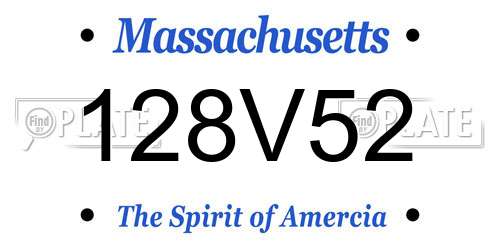 128V52 Massachusetts License Plate