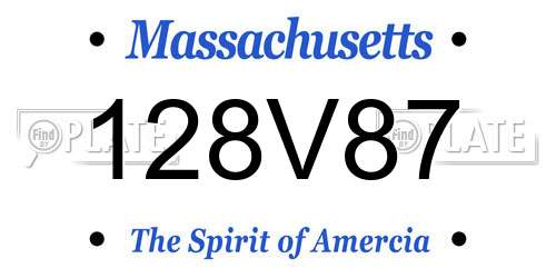 128V87 Massachusetts License Plate