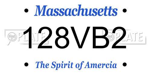 128VB2 Massachusetts License Plate