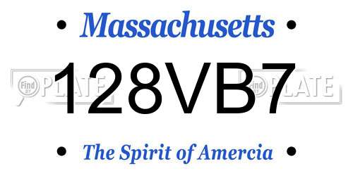 128VB7 Massachusetts License Plate