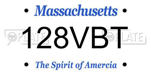 128VBT Massachusetts License Plate