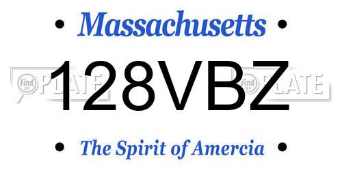 128VBZ Massachusetts License Plate
