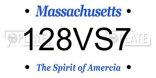 128VS7 Massachusetts License Plate