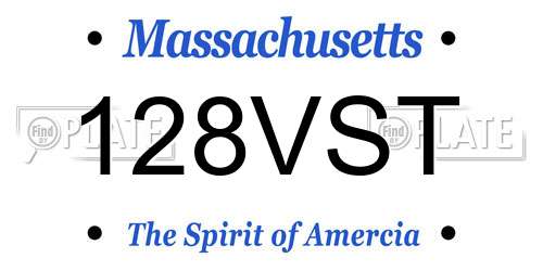 128VST Massachusetts License Plate