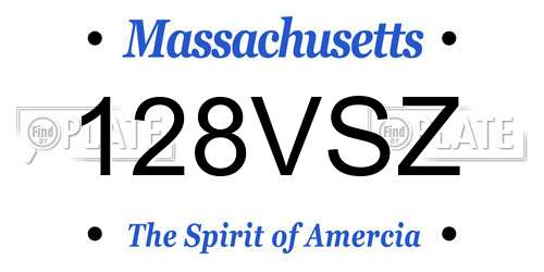 128VSZ Massachusetts License Plate