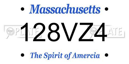 128VZ4 Massachusetts License Plate