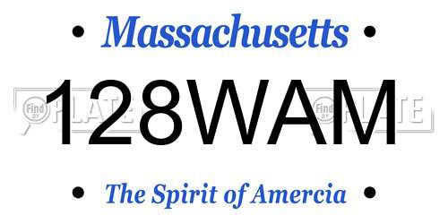 128WAM Massachusetts License Plate
