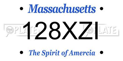 128XZI Massachusetts License Plate