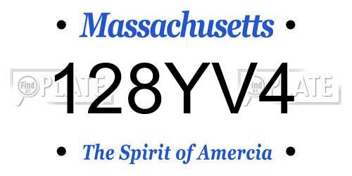 128YV4 Massachusetts License Plate
