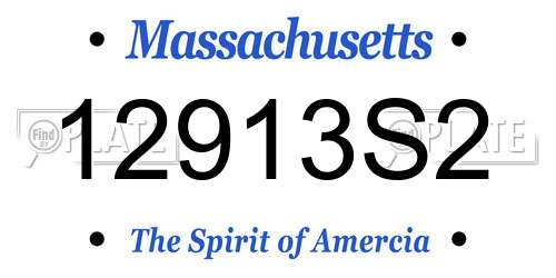 12913S2 Massachusetts License Plate
