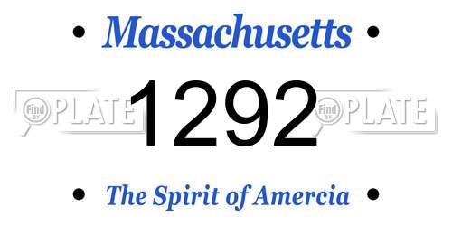 1292 Massachusetts License Plate