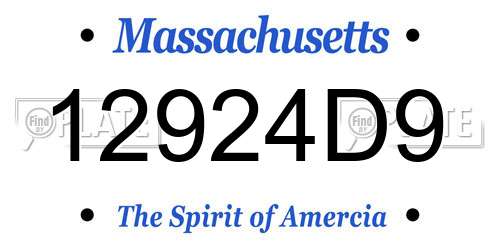 12924D9 Massachusetts License Plate