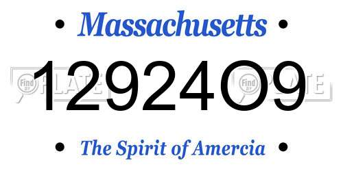 12924O9 Massachusetts License Plate