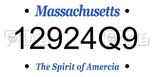 12924Q9 Massachusetts License Plate