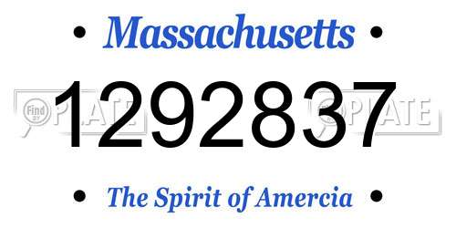 1292837 Massachusetts License Plate