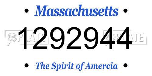 1292944 Massachusetts License Plate