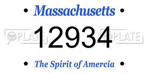 12934 Massachusetts License Plate